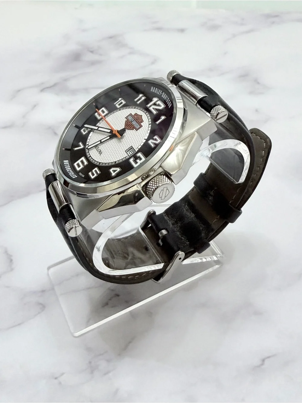 Bulova Harley-Davidson Men's Watch 43mm Stainless Steel Leather Strap 76B156